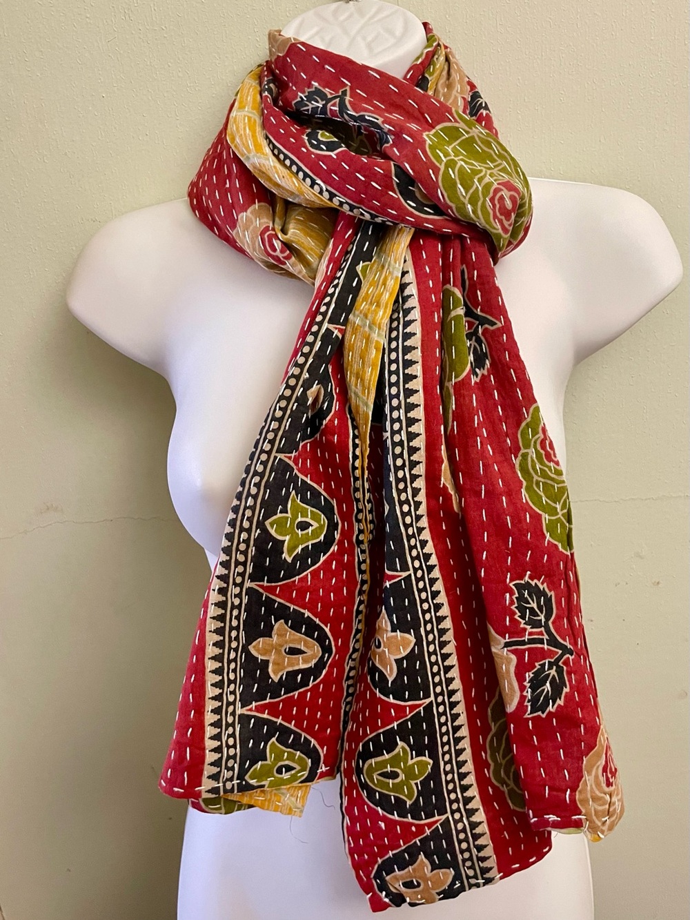 #2 Beautiful KANTHA Reversible Boho Handmade Scarf